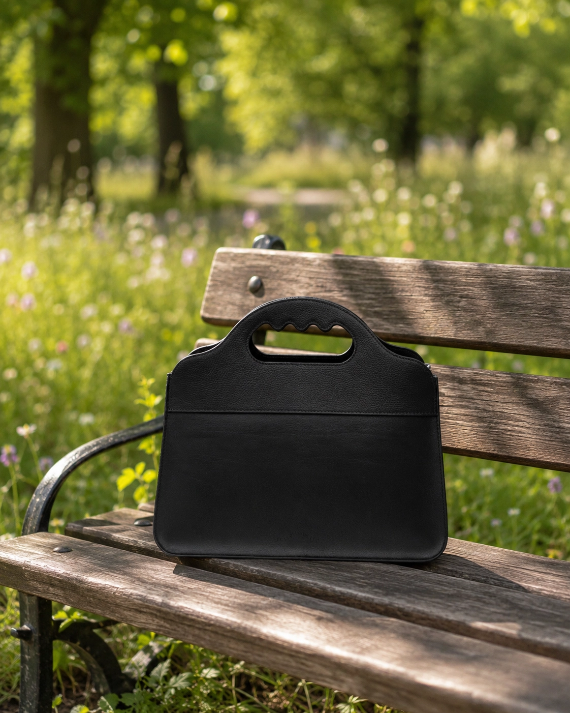 Le sac posé dans un parc
