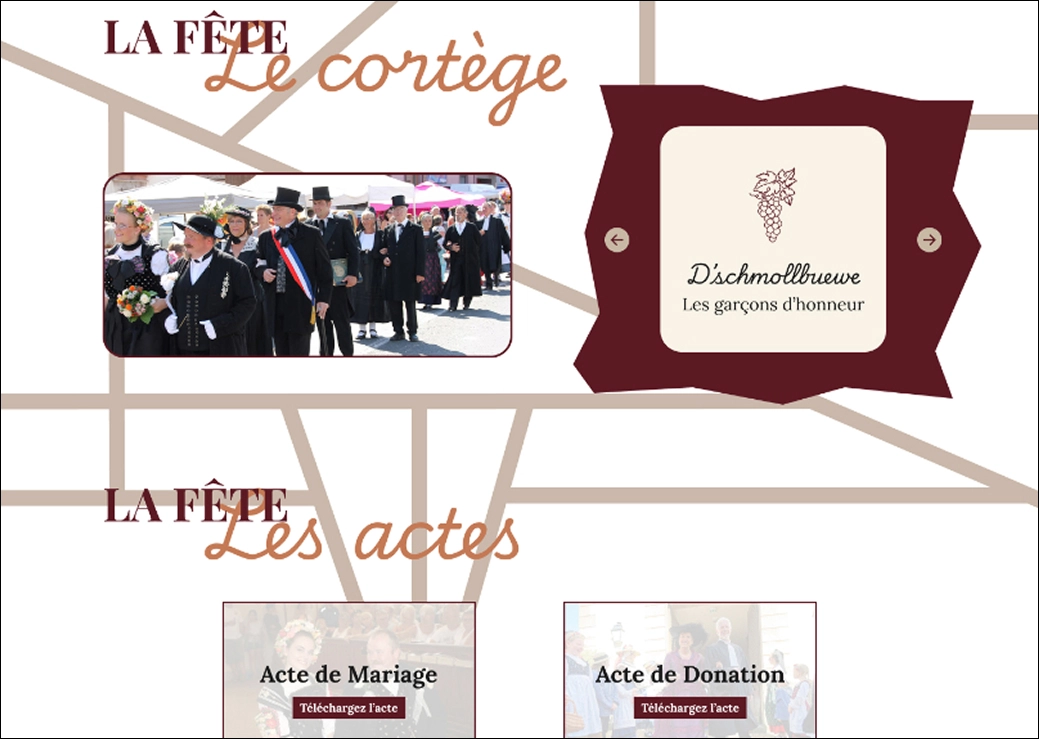 page du cortège du mariage